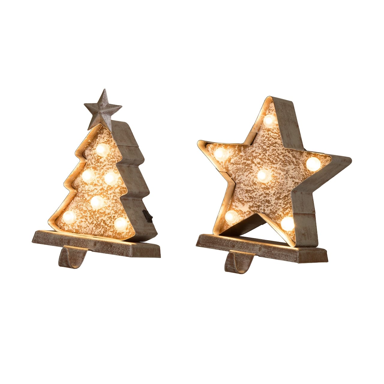 Glitzhome&#xAE; 7.5&#x22; Marquee LED Christmas Tree &#x26; Star Stocking Holder Set